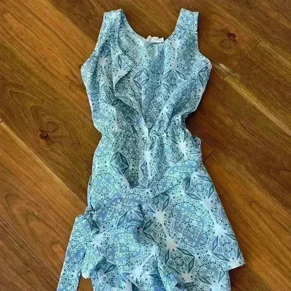 HAYDEN LA girl's bandana print belted romper in blue sz small - Picture 6 of 8